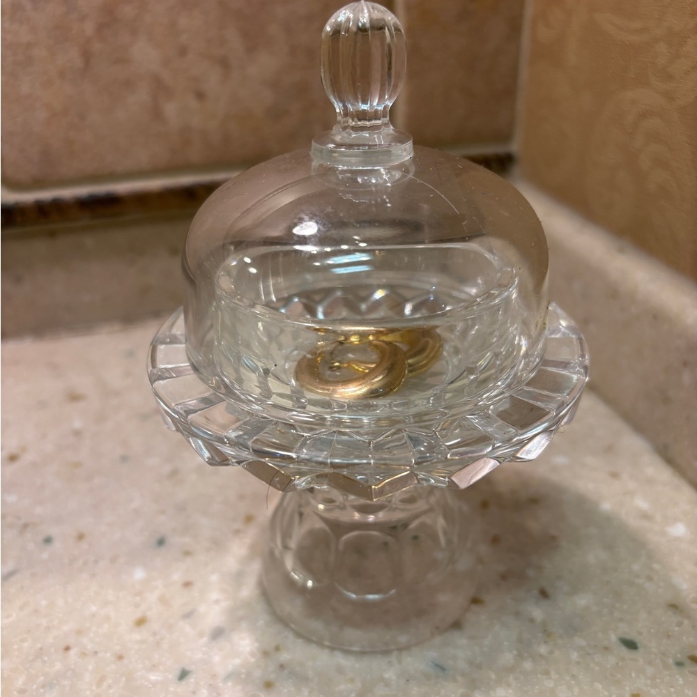 OOAK Crystal Pedestal Jewelry Holder / Keepsake Dish